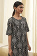 Black and Beige Printed Straight Kurta Set image number 1