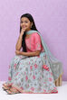 Pink And Turq Straight Poly Cotton Girls Lehenga Set image number 0