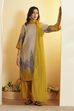 Grey Viscose Blend Straight Suit Set