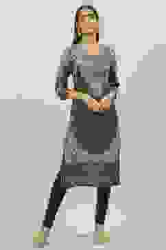 Black LIVA A-Line Printed Kurta image number 3