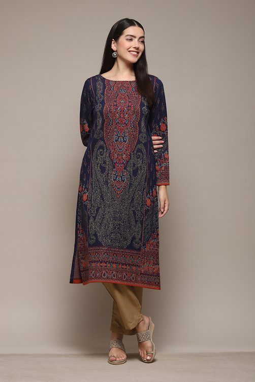 Berry Poly Cotton Straight Yarndyed Kurta image number 0
