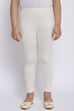 Off White Cotton Lycra Solid Leggings image number 3