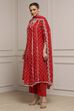 Mehndi Green Chanderi Embroidered Kalidar Suit Set image number 3