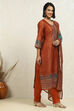 Blue Chanderi Floral Printed Unstitched Suit Set image number 6