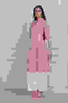 Pink Cotton Straight Kurta image number 2