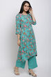 Pink Viscose A-Line Kurta Palazzo Suit Set image number 4