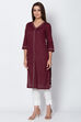 Indigo Cotton Flax Straight Solid Kurta image number 0