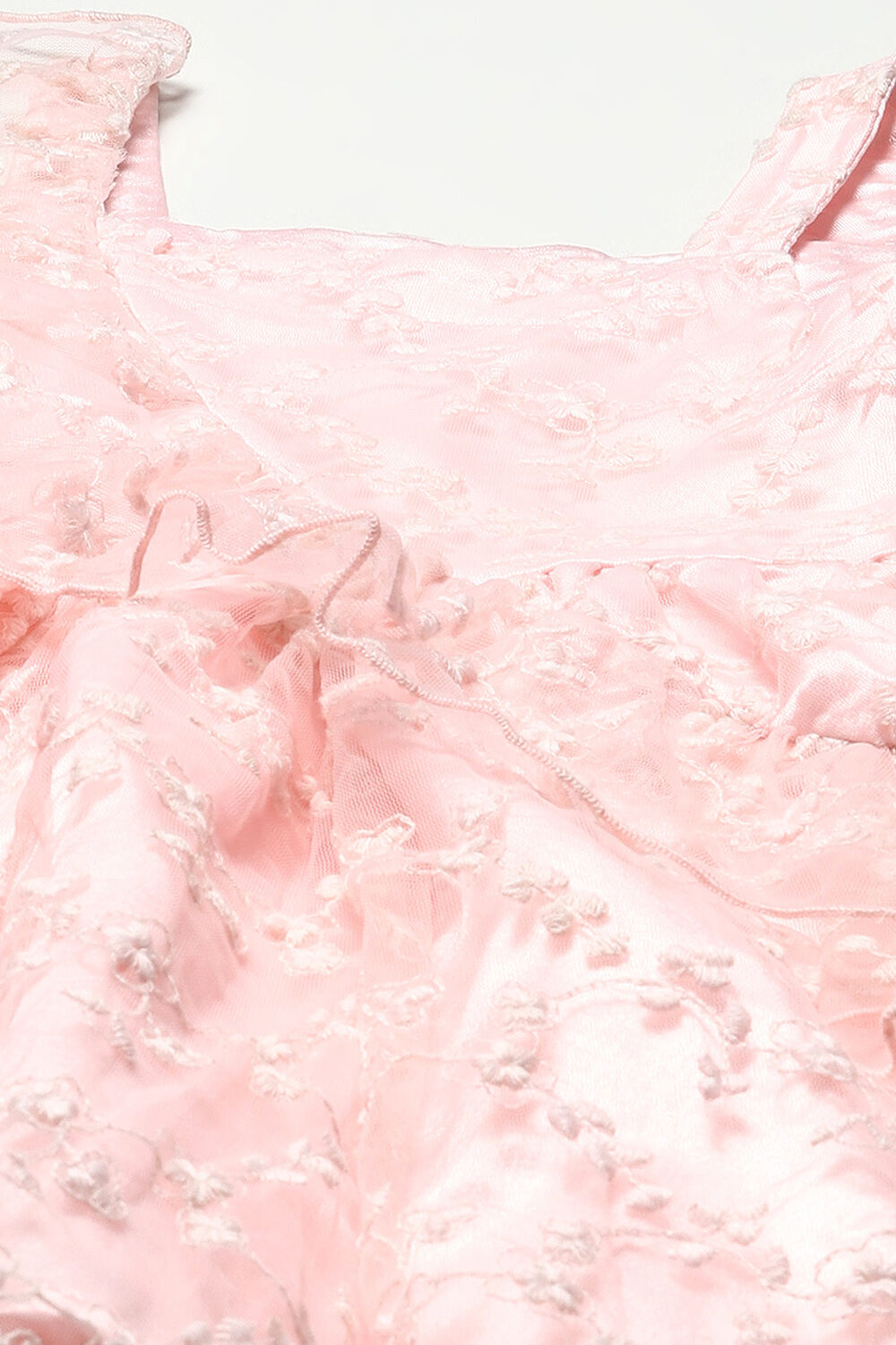 Baby Pink Nylon Gathered Dress image number 1