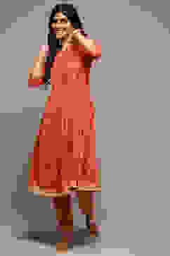 Terracotta Cotton Straight Yarndyed 2 Piece Set image number 0