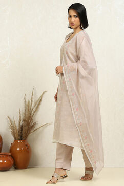 Light Mauve Machine Embroidered Unstitched Suit Set image number 4