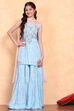 Aqua Viscose Sharara Suit Set image number 6
