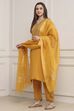 Yellow Viscose Rayon Straight Suit Set image number 3