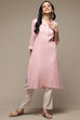 Blue Cotton Blend Straight Yarndyed Kurta image number 5