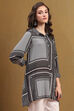 Black Viscose Blend Hand-Blocked Printed Short Kurta image number 4