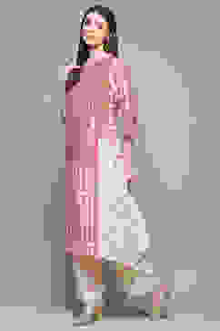 Beige Rayon Asymmetric Kurta & Palazzo Suit Set image number 3