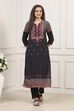 Teal Rayon Straight Printed Kurta image number 5