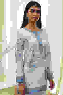 Off White Straight Short Kurta image number 1