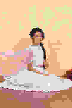 Ivory Embroidered Georgette Lehenga Set image number 0