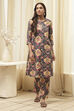 Mustard Cotton Straight Kurta Relaxed Pant Suit Set image number 6