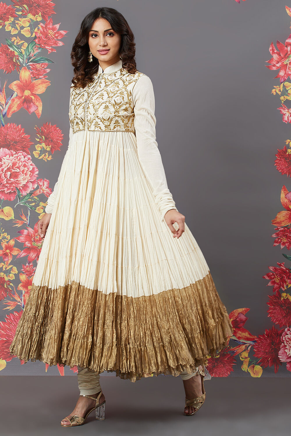 Rohit Bal Navy Blue Cotton Anarkali Solid Suit Set image number 3