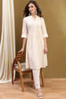 Pink Cotton Solid Pleated A-Line Kurta image number 0