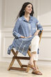 Blue Printed Asymmetric Short Kurta image number 0
