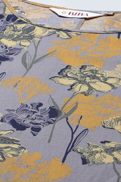 Lavender Straight Cotton Flax Printed Kurta image number 1