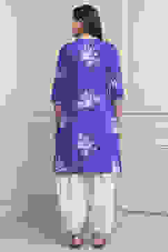 Blue Cotton Straight Suit Set image number 4