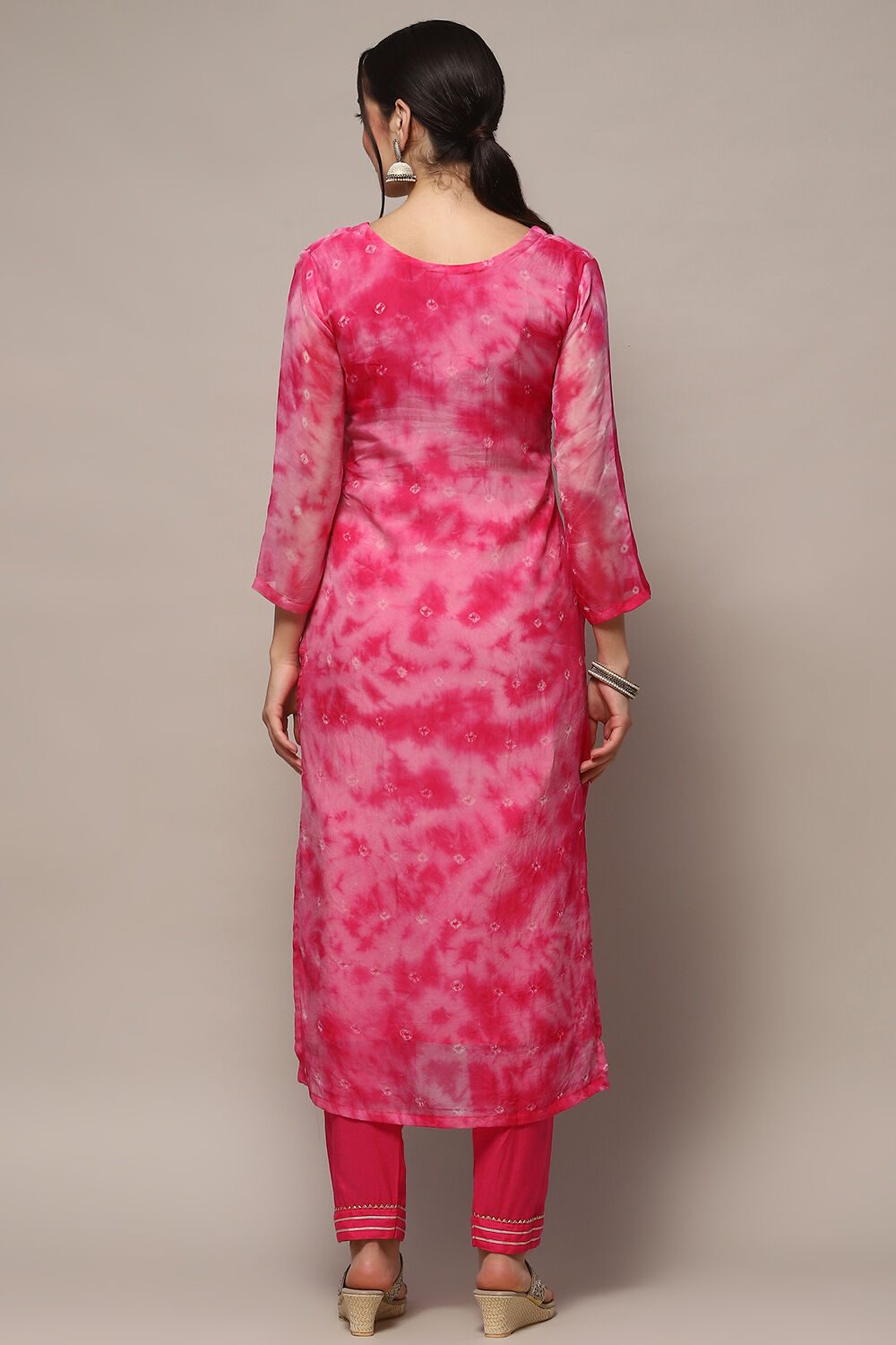 Yellow Organza Unstitched Suit set image number 7