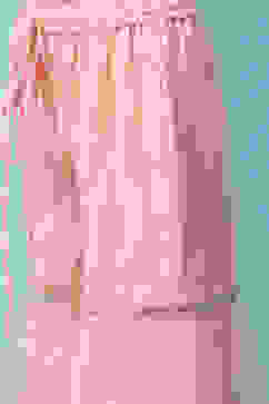 Peach Nylon Gathered Embroidered Kurta Garara Suit Set image number 2