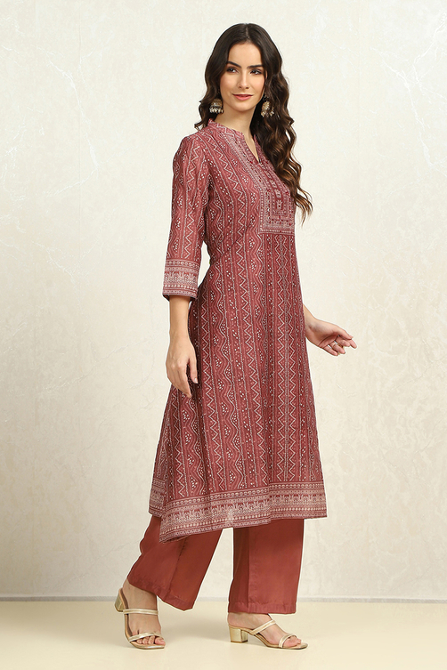 Maroon Chanderi Bandhani Printed Unstitched Suit Set image number 6