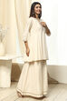 Off-White Embroidered Kalidar Suit Set image number 6