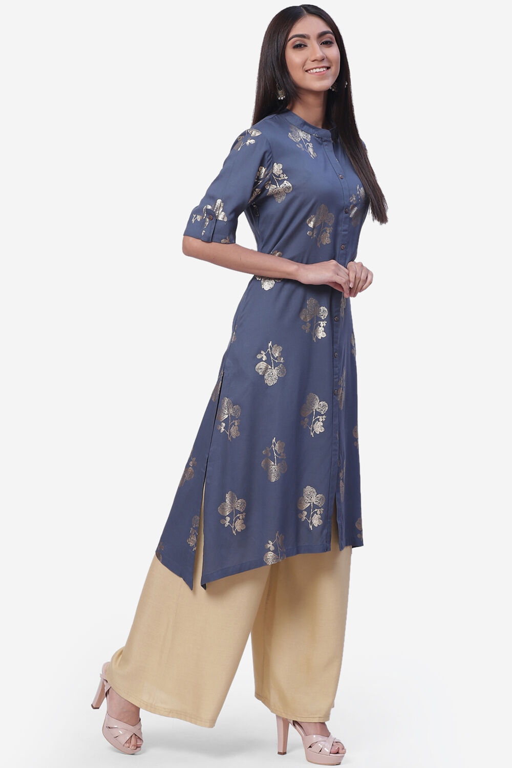 Fuchsia Rayon Asymmetric Kurta image number 3