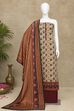 Beige Cotton Printed Unstitched Suit Set image number 5