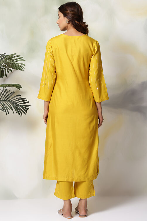 Blue Rayon Straight Kurta Pants Set image number 5