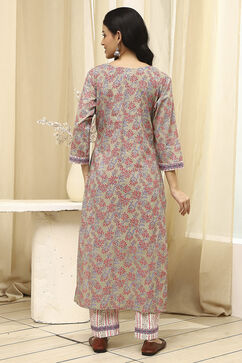 Green Cotton Screen Print Unstitched Suit Set image number 6