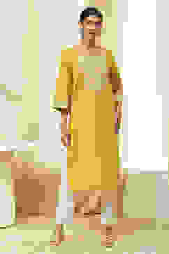 Green Pure Cotton Embroidered Straight Kurta image number 5