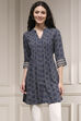 Blue Viscose Rayon Relaxed Printed Kurta image number 5
