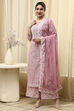 Grey Cotton Printed Unstitched Suit Set image number 4