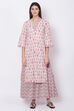 Peach Cotton Straight Kurta Sharara Suit Set image number 2