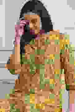 Yellow Cotton Printed Straight Kurta image number 5