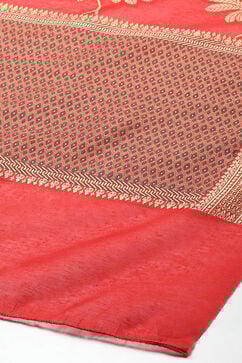 Green & Red Poly Viscose Straight Kurta Slim Pant Suit Set image number 3