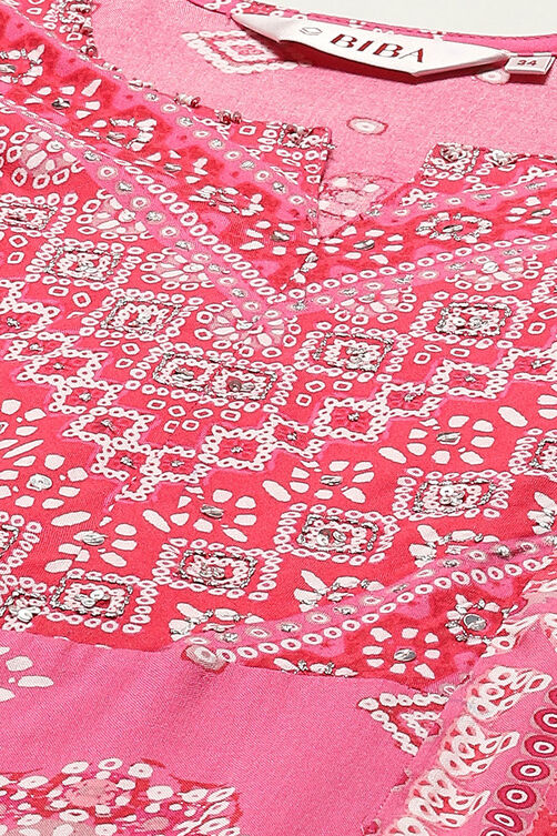 Fuchsia LIVA Straight Printed 2 Piece Set image number 1
