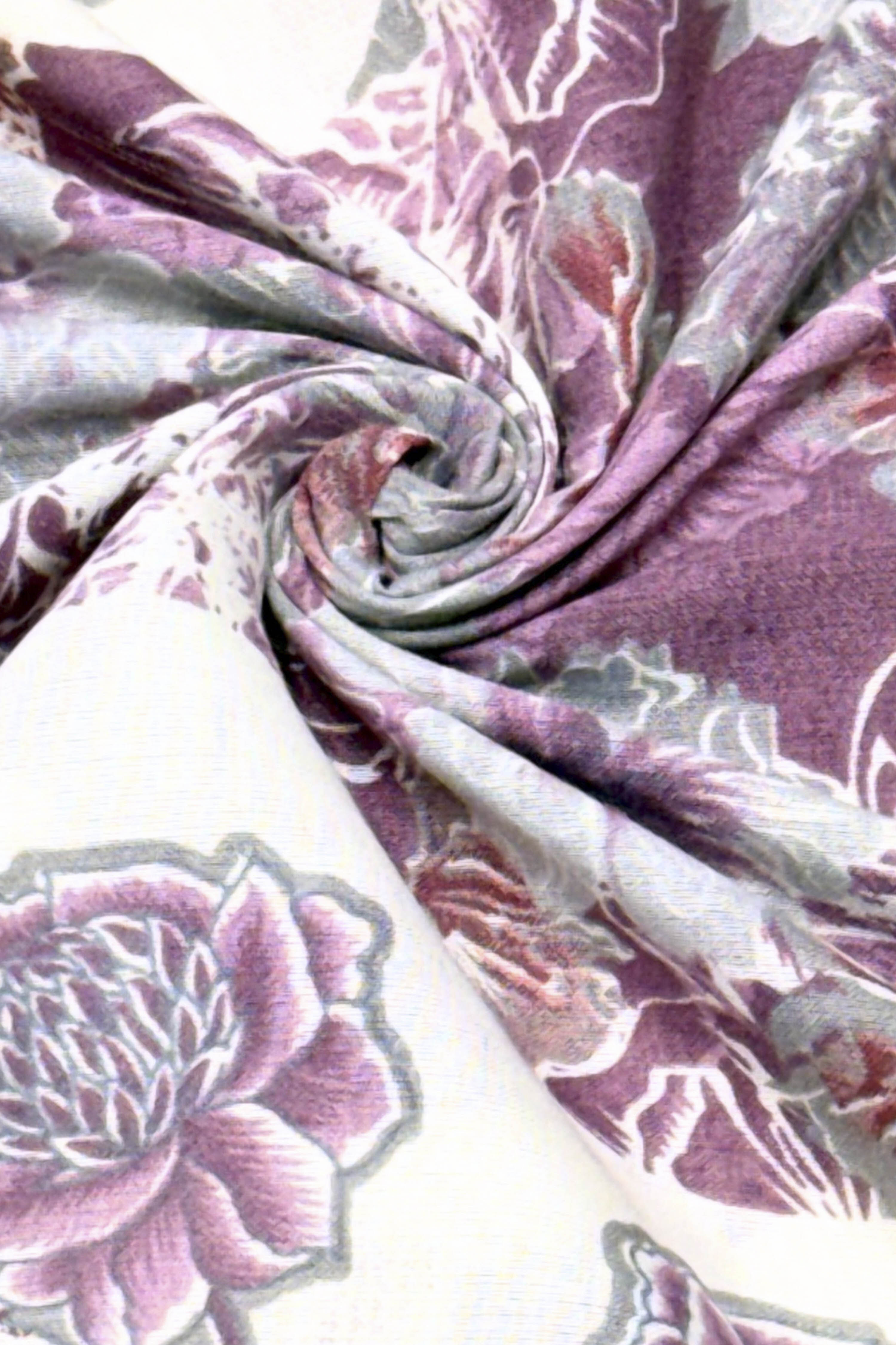 Grey Cotton Printed Unstitched Suit Set image number 3