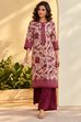 Berry Cotton Floral Printed Straight Kurta image number 0