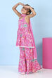 Pink Cotton Printed Gathered Suit Set image number 3