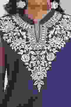 Indigo Cotton Printed Straight Kurta Set image number 1