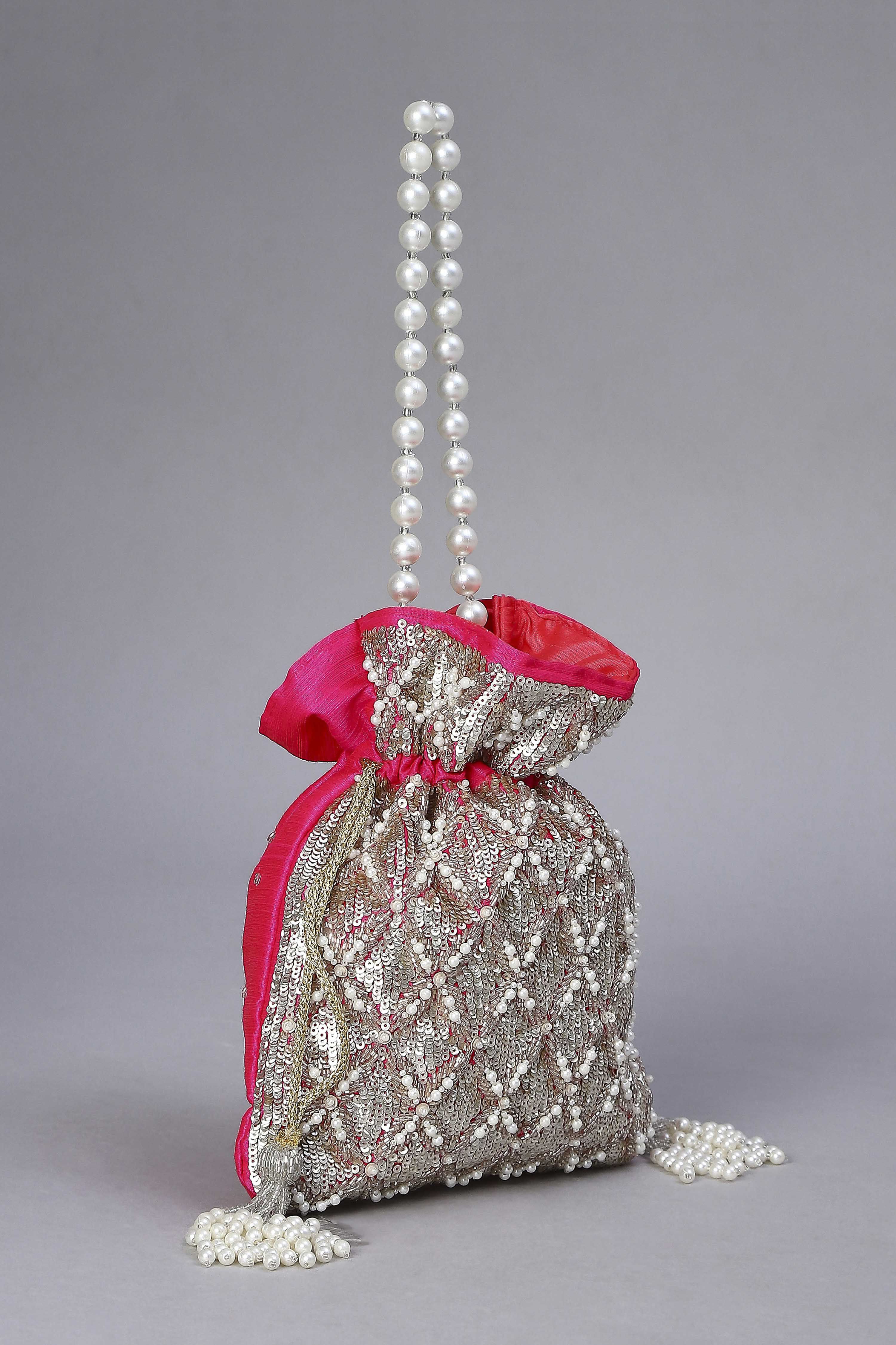 Fuchsia Fabric Potli Bag image number 3