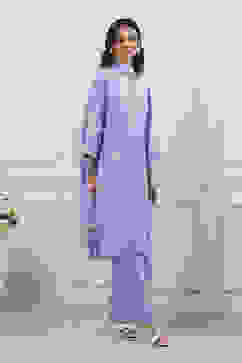 Blue Poly Viscose Straight Suit Set image number 5