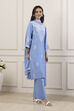 Blue Poly Viscose Straight Suit Set image number 5